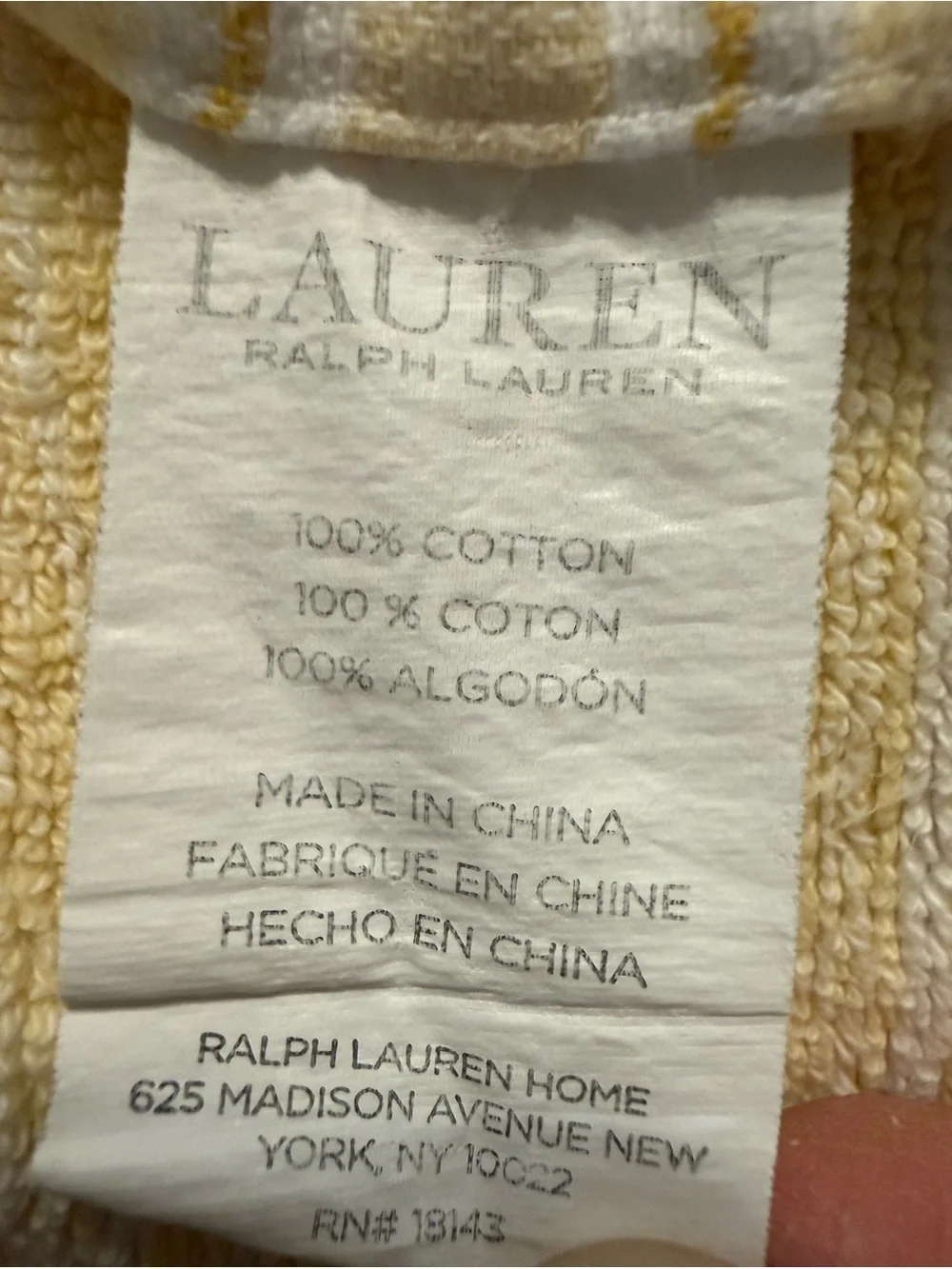 Lauren Ralph Lauren Black Label Yellow and White Striped Beach Towel